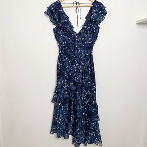BARDOT blue floral asymmetrical dress 6